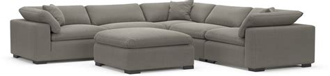 Plush Core Comfort 5 Piece Sectional And Ottoman Nevis Graphite American Signature Furniture