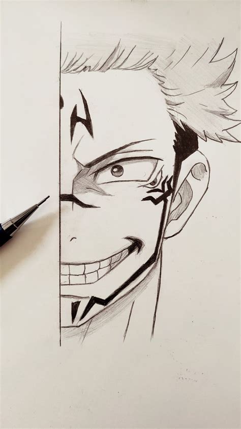 How To Draw Sukuna Step By Step Sukuna Drawing Easy Naruto Sketch