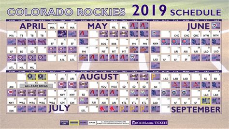 Colorado Rockies 2019 Schedule