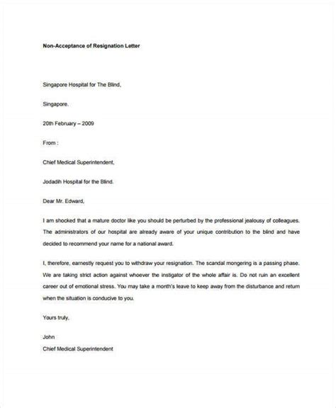 ️ Acceptance Of Resignation Letter From Employer Resignation Letter