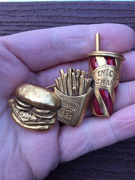 Vintage Jewelry Signed Danecraft Fast Food Shake Fries Burger Etsy