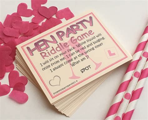Hen Party Games Hen Night Dirty Riddle Drinking Games 16 Etsy
