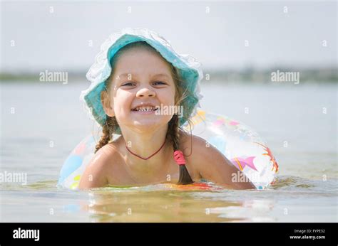 Four Year Girl Bathes In The River Stock Photo Alamy