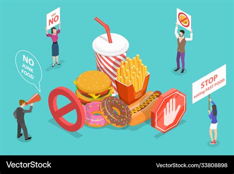 Stop Eating Junk Food Fast Food Danger No Health Vector Image