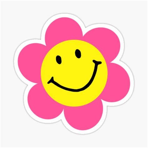 Smiley Pink Flower Sticker By Islas Designs In 2021 Preppy Stickers