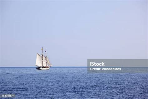 Two Masted Fishing Schooner Stock Photo Download Image Now Blue
