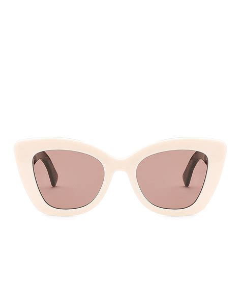 Fendi Logo Sunglasses In White And Brown Fwrd