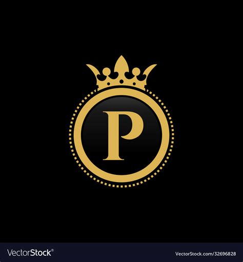 Letter P Royal Crown Luxury Logo Design Royalty Free Vector