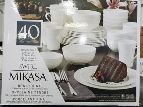 Mikasa Pc Bone China White Dinnerware Set W Swirl Pattern Place