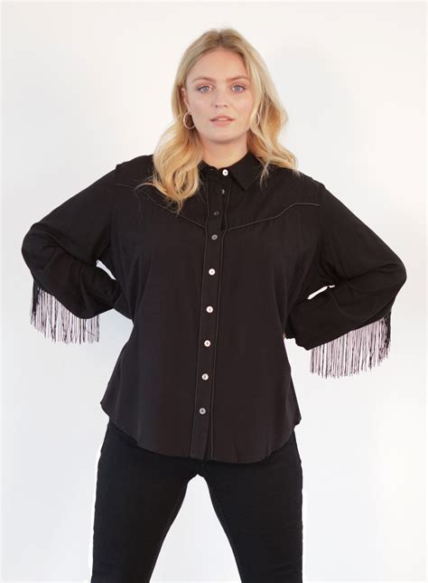 anna scholz plus size western fringe shirt