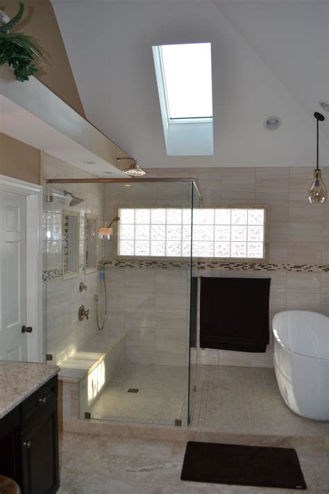 Master Bath Remodel With New Vaulted Ceiling Velux Skylight Walk In