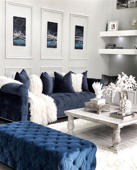 30 Silver And Blue Living Room Decoomo