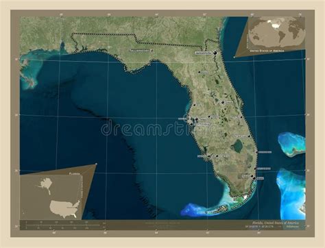 Florida United States Of America High Res Satellite Labelled Stock