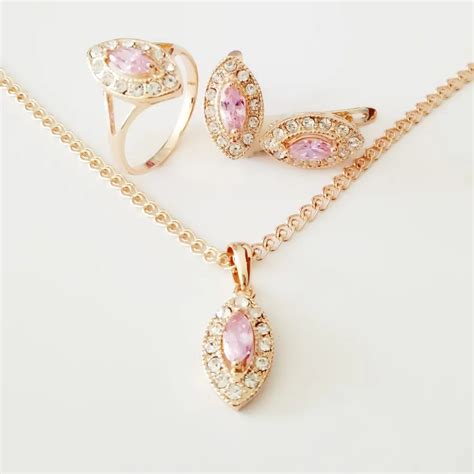 Trendy Luxurious Wedding Jewelry Sets Rose Gold Color Jewelry New