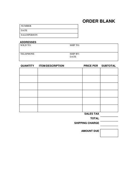 Work order template has also the information that which points are needed to be bought or being made to be able to total the undertaking which can be work order forms lets shoppers and clients to obtain have to have work accomplished without having traveling to the corporation or seller personally. Blank Order Form Printable | charlotte clergy coalition