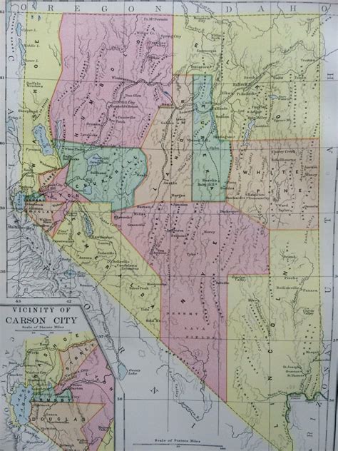 1875 Nevada Original Antique Map Nv Us State Map United States