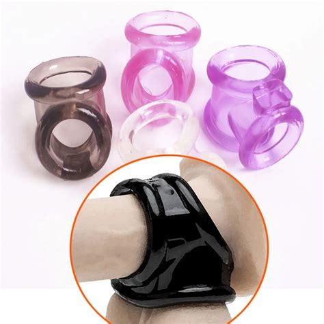 Lasting Bold Condom Penis Sleeve Ball Loop Extender Reusable Dual Cock Ring Cage Impotence