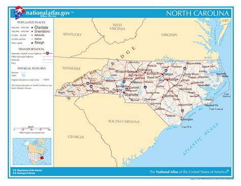 Laminated Map Large Detailed Map Of North Carolina State Poster 20 X