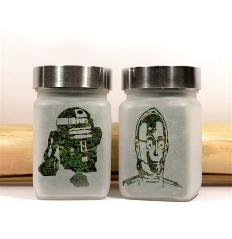 star wars inspired t set of 2 stash jars 420 weed jars the droids weed accessories