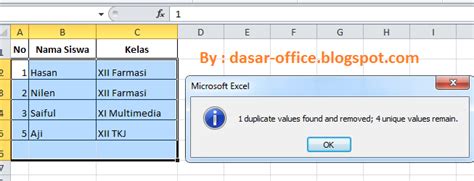 Cara Menghapus Data Duplikat Di Excel Dasar Office Belajar