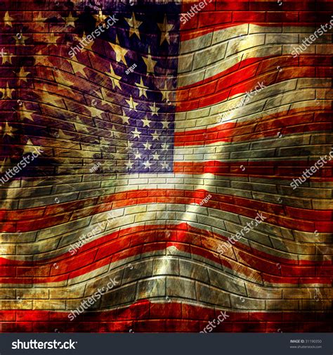 American Flag Painted On A Brick Wall Stock Photo 31190350 Shutterstock