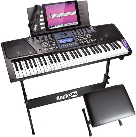 Rockjam 61 Key Keyboard Piano With Lcd Display Kit Keyboard Stand