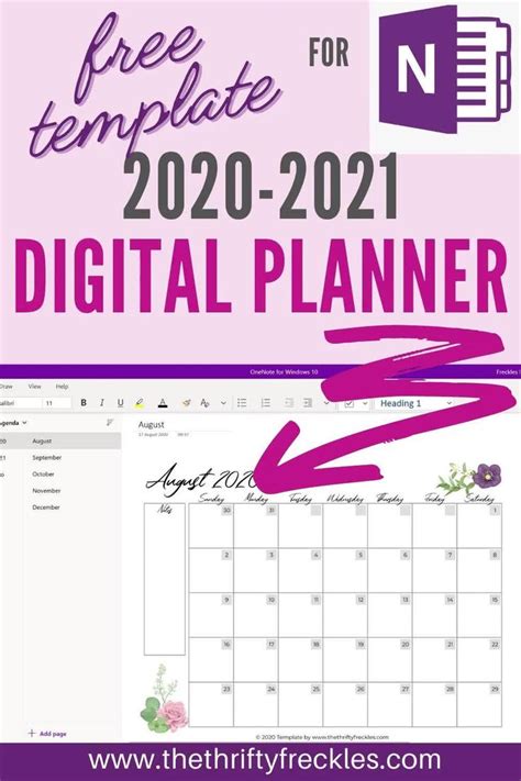 Free Onenote Template 20202021 Calendar The Thrifty Freckles