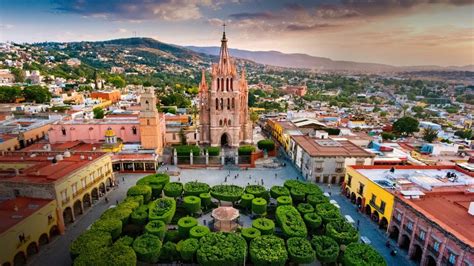 Aerial View Of Main Square In San Miguel De Allende Guanajuato Mexico