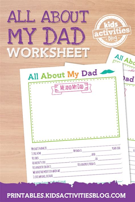 All About My Dad Printable Worksheet For Fathers Day Etsy