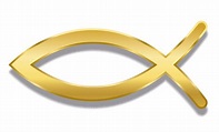 Jesus Fish Golden Christian Symbol Consisting Of Two Intersecting Arcs ...