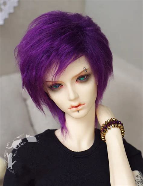 Cool Deep Purple Bjd Doll Fur Wig For 1 6 1 4 1 3 Uncle 16 17cm 18 19cm 20 21cm 22 23cm Doll Wig