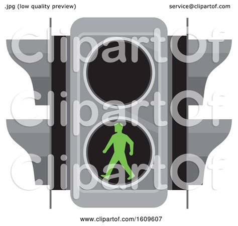 Clipart Of A Traffic Signal Light With Green Man Walking For Pedestrian