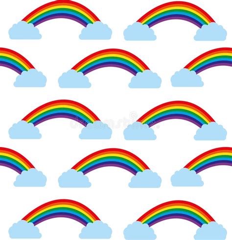 Rainbow And Clouds Pattern Stock Vector Illustration Of Rainbow