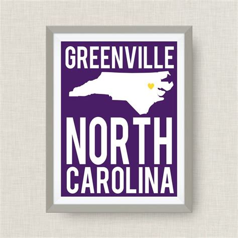 North Carolina Art Print In Ecu Colors Custom Colors And Locations