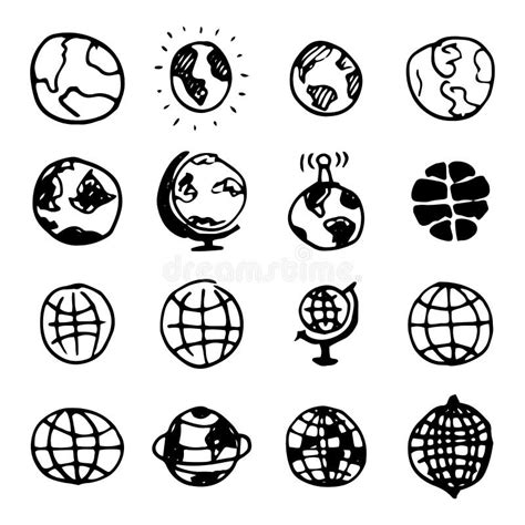 Sketch Earth Map World Hand Drawn Globe Earth Circle Concept