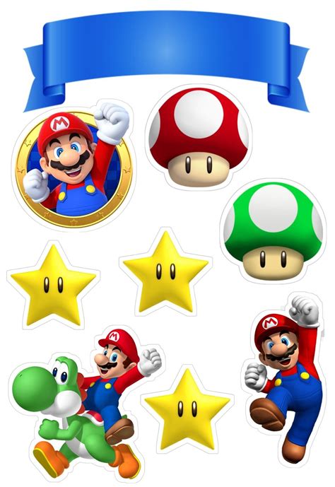 Topo De Bolo Mario Bros Para Editar E Imprimir Grátis Ab7 Super Mario