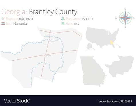 Map In Brantley County Georgia Royalty Free Vector Image