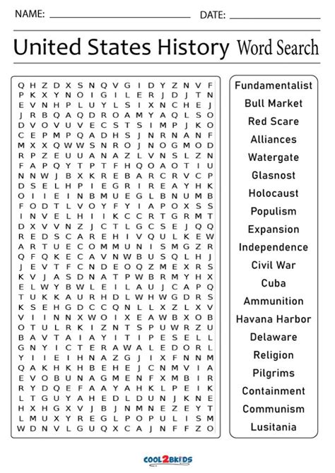 Printable History Word Search Cool2bkids