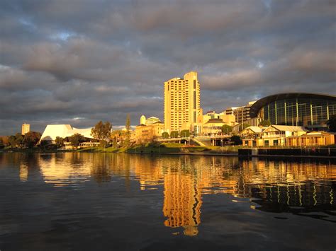Adelaide Skyline From The River Torrens At Sunset As I Was Flickr