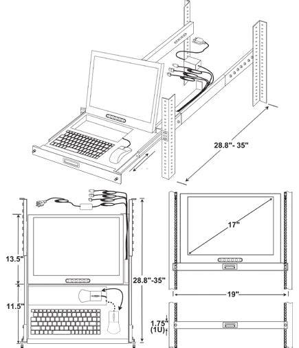 Rack Mount Lcd Monitor Keyboard Drawer Mouse Pocket Cad Drawing