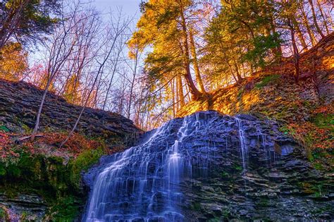 Autumn Waterfall Enchantment Fall Season Waterfalls Mountains Trees