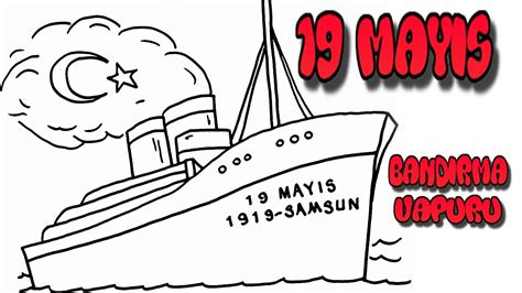 19 Mayıs Resmi Çizimi Vapur Çizimi How to draw a Ship 19 MAYIS MARŞI