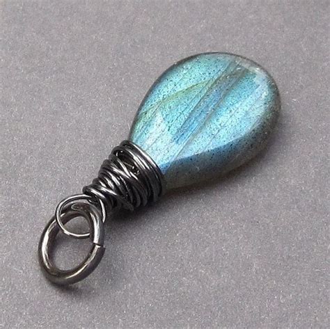 Smooth Labradorite Oxidized Sterling Silver Wire Wrapped Etsy