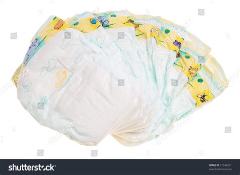 Disposable Colorful Baby Diapers Isolated Over White