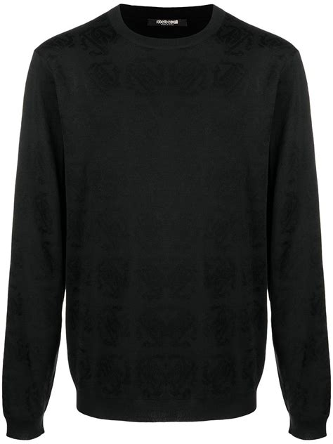 Roberto Cavalli Jacquard Monogram Crew Neck Jumper Farfetch