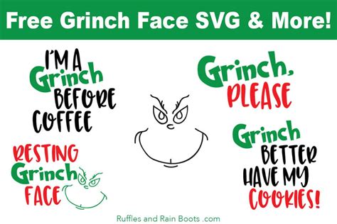 Free Grinch Svgs Resting Grinch Face And So Many More Grinch Face