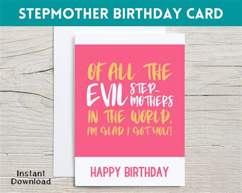 Evil Stepmother Birthday Card Step Mom Birthday Card Stepmom Birthday Card Funny Birthday