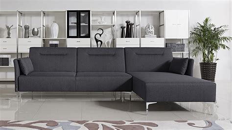 Bellino Grey Fabric Sectional Sofa With Convertible Bed Modern Sofa Beds