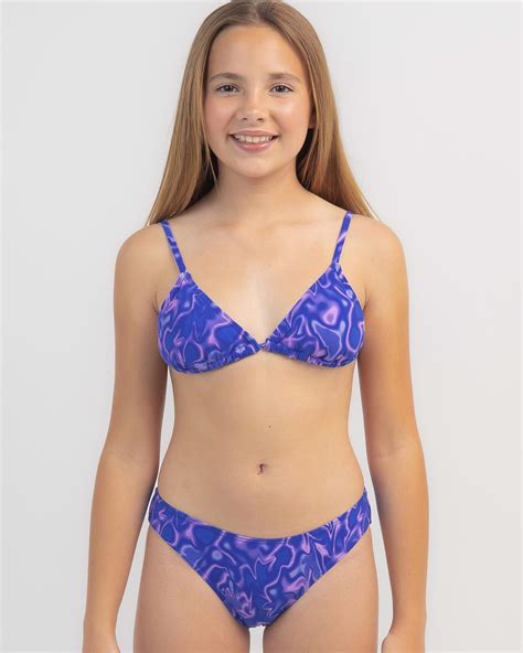 Topanga Girls Electra Triangle Bikini Set In Blue Purple Free