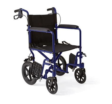 Medline Basic Aluminum Transport Chair 12in Blue 1ct